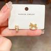 Minimalist Hollow Wooden Horse & Copper Coin Zircon Earrings for Women - Light Luxury Retro Design