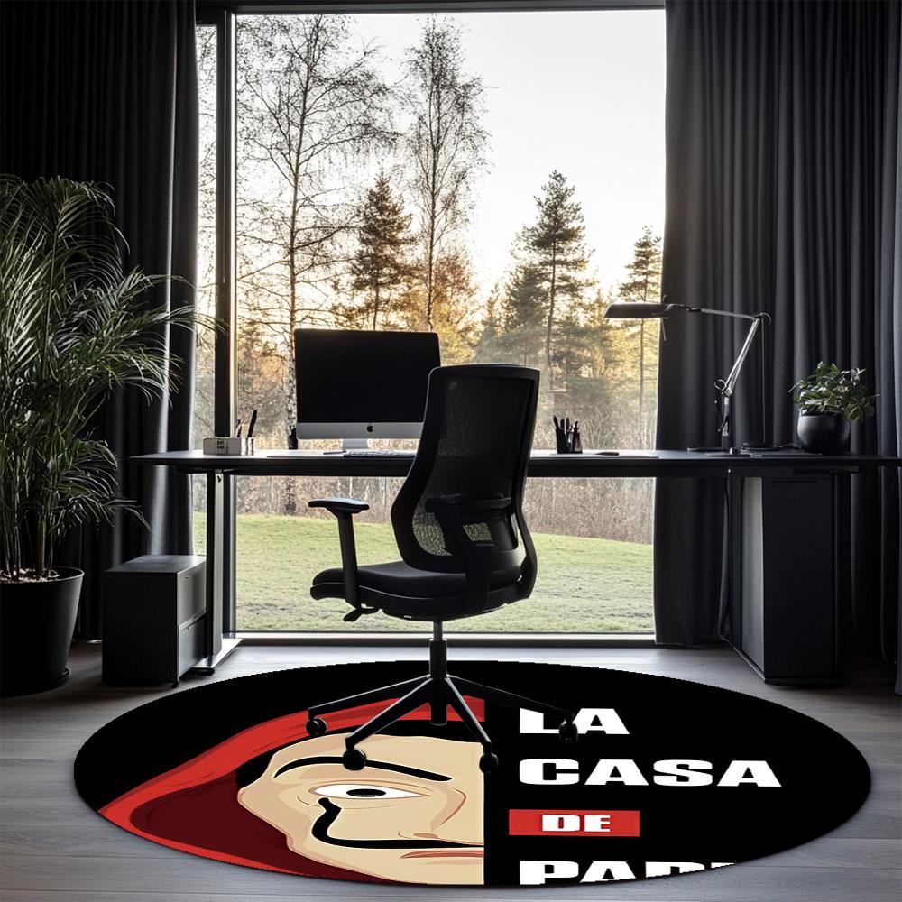 La Casa De Papel Printed Round Rug Carpet Chair Rug Area Rug Entryway Doormats,for Office Chair Living Room Bedroom Kitchen Room.