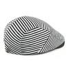Navy Striped Cap Men Women Retro Beret British Cap Forward Cap