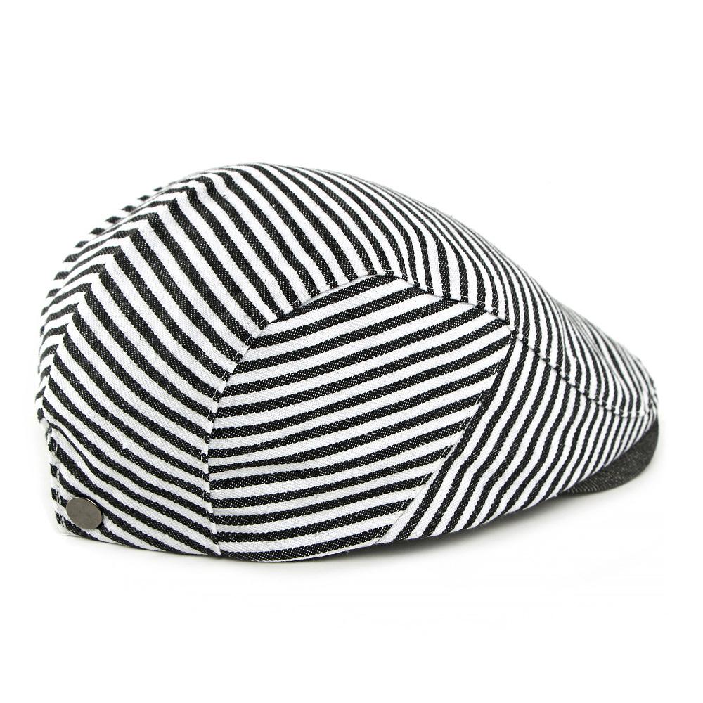 Navy Striped Cap Men Women Retro Beret British Cap Forward Cap