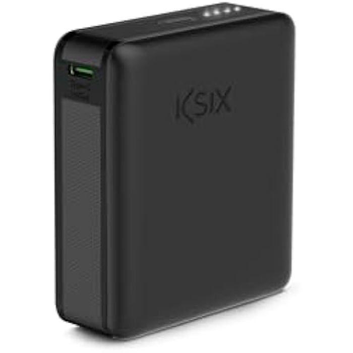 Powerbank Ksix Mini Lithium Polymère 10 000 mAh 10 W Câble USB-A vers USB-C Inclus Charge simultanée Noir (Nano, 10 000 mAh)