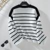 Women's Knitwear Fall/winter Loose Pullover Crewneck Striped Color-block Knit Sweater