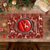 4/ 6pcs Beige Deer Christmas Tree Snowflake Red Background Christmas Placemats, 12x18 Inch Washable Table Mats for Kitchen Dining Home Party Decor