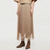 Pleated Mesh A-Line Mid-Length Skirt