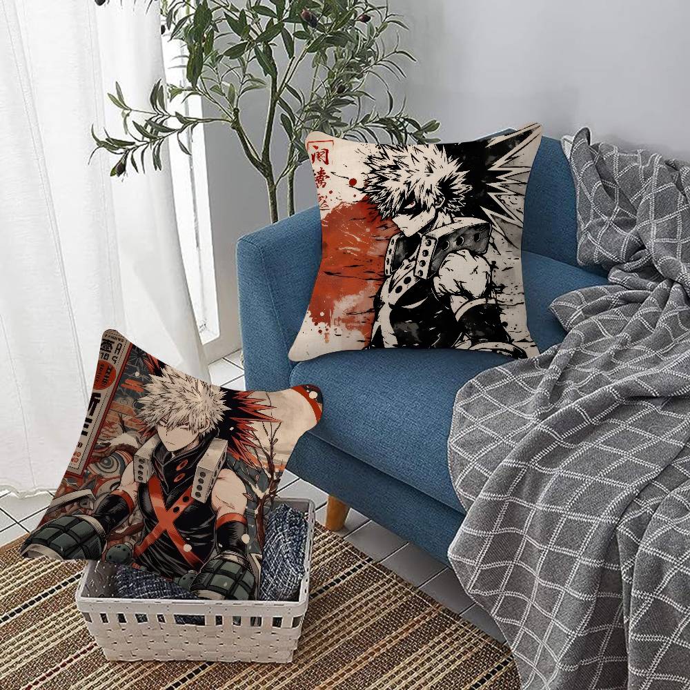 My Hero Academia Bakugou Katsuki Cushion Cover Decorative Pillow Sofa Home Decor Case Pillow Cases