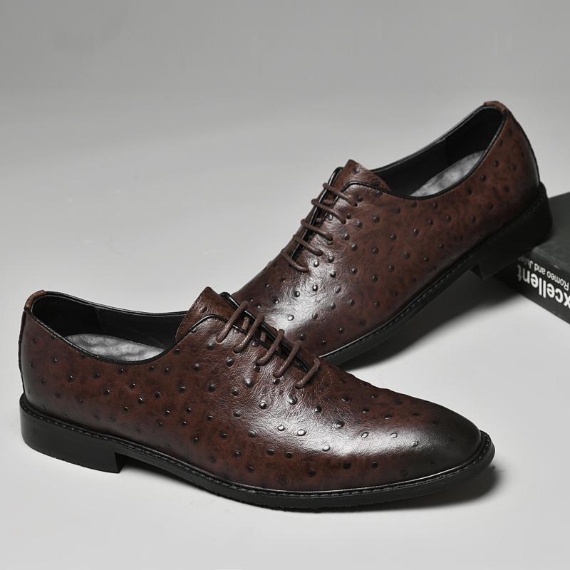 Mens Genuine Leather Casual Shoes High Height British Oxford Shoes Fashionable Formal Dress Footwear Luxury Brand Business Flats