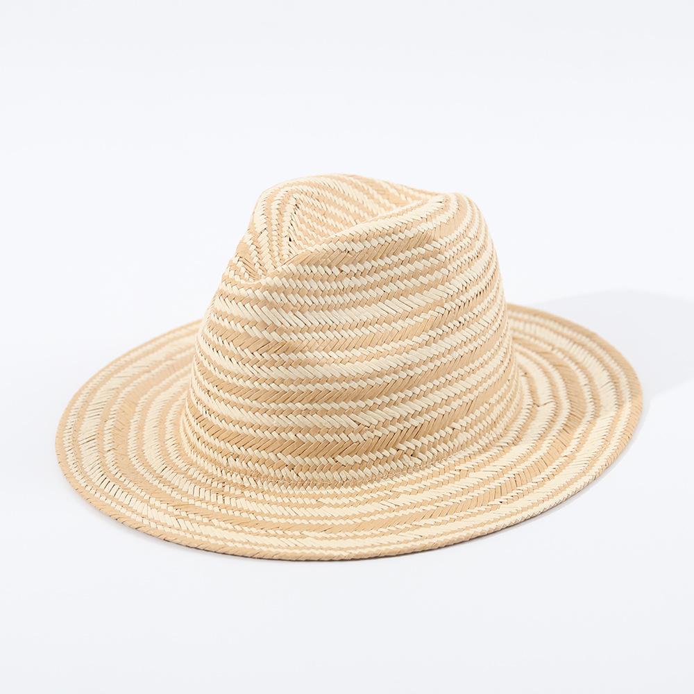 Summer Beach Hat Fashion Striped Hand Knitted Straw Hat Breathable Comfortable Sun Hat Clothing Matching