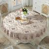 Round Tablecloth Blue Table Cover Europe Thicken Embroidered Lace Three -Dimensional Jacquard Flower Dining Table Chair Cover Set