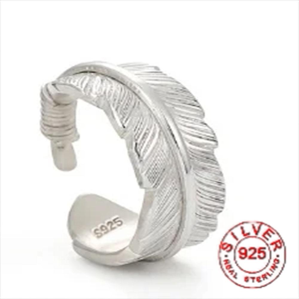 

BF CLUB Silver Color Geometric Unique Feather Rings for Women Bohemian Adjustable Open Vintage Ring For Party Birthday Gift