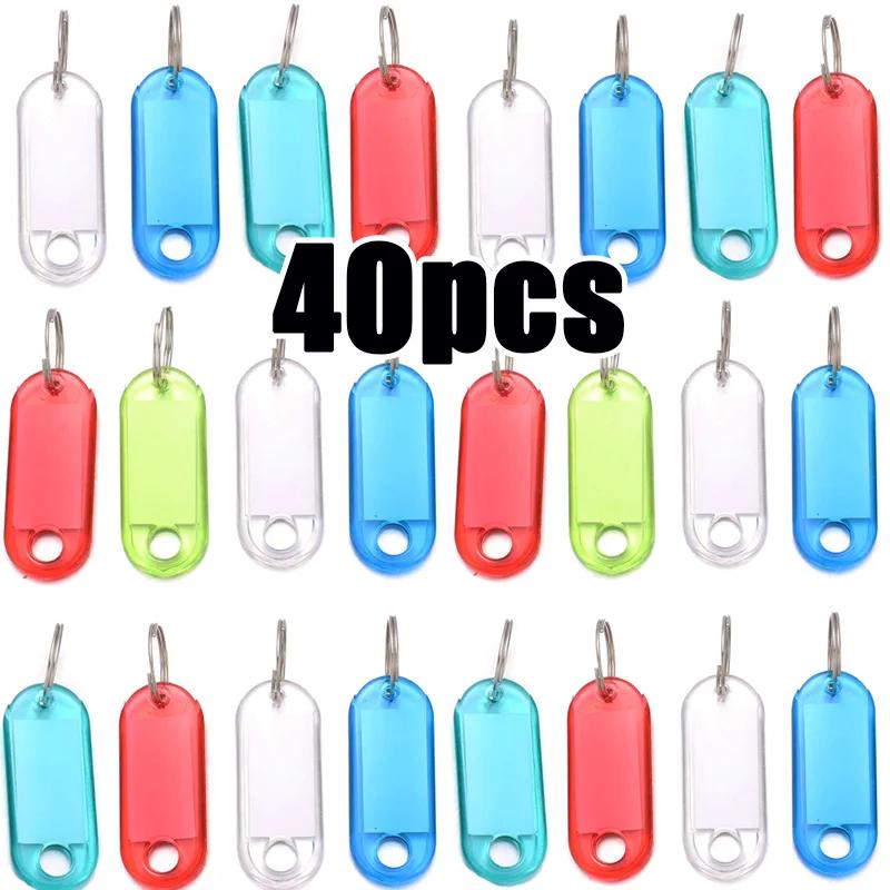 5/10/50Pcs Multicolor Keychain Key ID Label Tags Luggage ID Tag Keychains Hotel Number Classification Card Key Rings Accessories