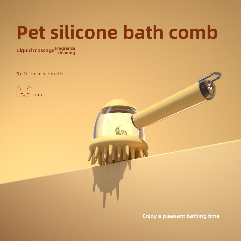 Neue Haustier-Badebürste, Hundeschrubber, Massage- und Badebürste, Flüssigkeit herausdrücken, Katzenkamm Reinigungsprodukte