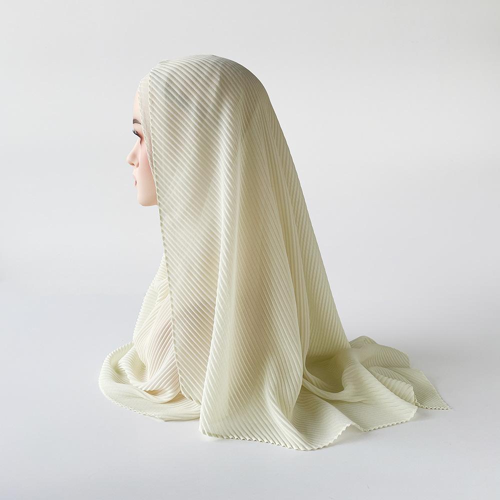 Gebürsteter Turban Perle Chiffon Knitter Schal Knitter Dünner Langer Schal Arabischer Damen Kopftuch