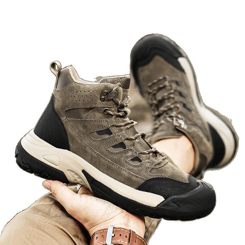New Outdoor Shoes Men's High-top Hairy Hiking Shoes Non-slip Off-road Shoes Wear-resistant, Climbing Professional Hiking Shoes