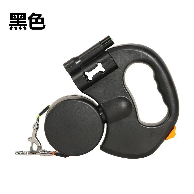 2 In 1 Multi-functional Dog Leash Double-ended Automatic Retractable Dog Leash 360° Swivel No Tangle Walking Leash with Lights Walking Dog with Leash