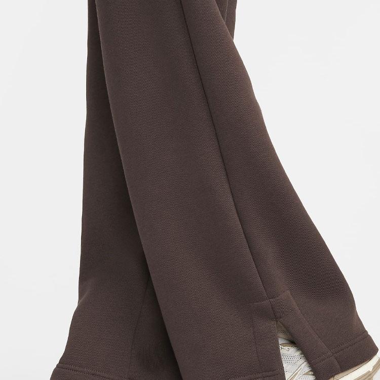 Nike Solid Color Logo Straight Leg Fleece Knit Sports Pants Women bottoms Brown DQ5616-237