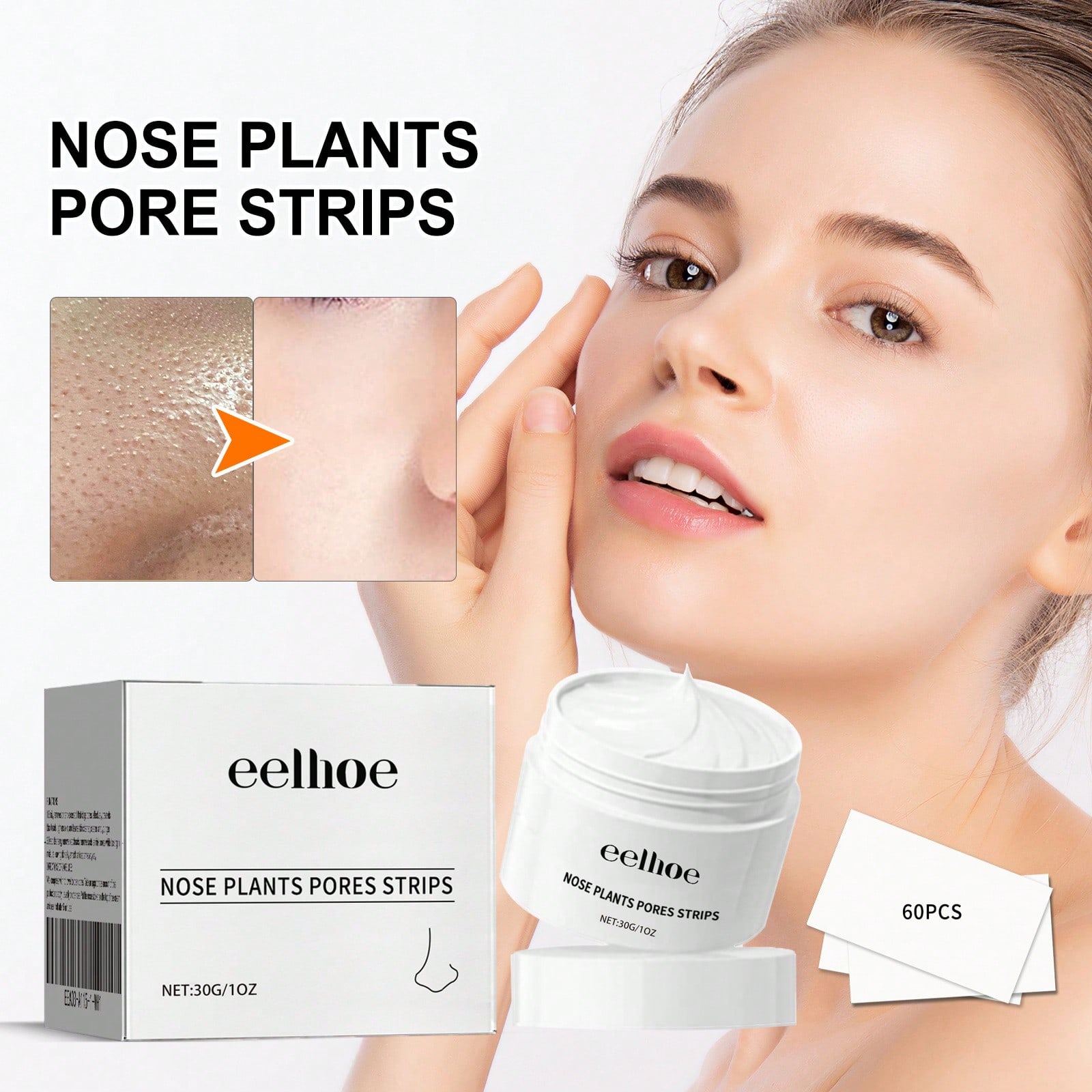 

Oil Control Nose Strips Blackhead Remover Deep Pore Cleansing Acne Treatment Peel Off Mask 30g