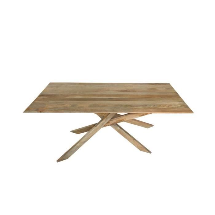 Table de salle à manger - Naturel - Bois de manguier - 180x90x76 cm - 6 places - Design moderne