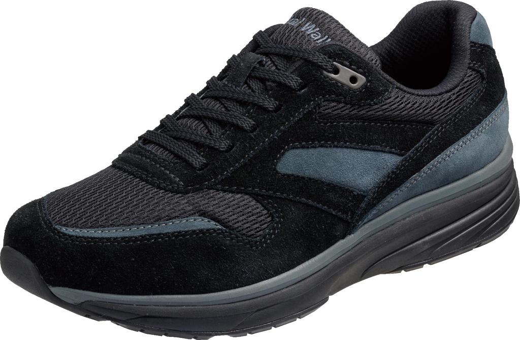 Asahi Medical Walk TR M035 Walking Shoes, Black, Size 23.5 Cm, 3E, with SHM Technology To Prevent Knee Problems