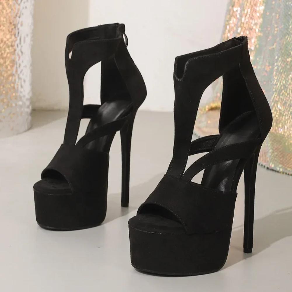 Pesstwei Summer Stiletto High Heels Zipper Women Sandals Fashion Stripper Party Shoes Size:35 42
