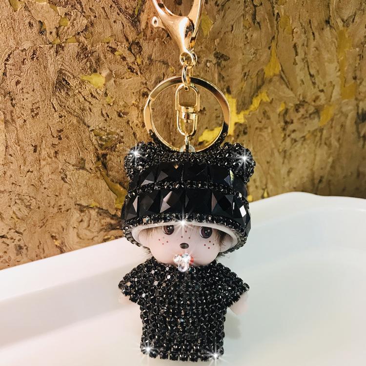 Monchchi Diamond Keychain Cute Monkey Keyring Kawaii Monchichi Hanging Ornament Car Key Chain Children Birthday Gifts s Carry Mini Lightweight