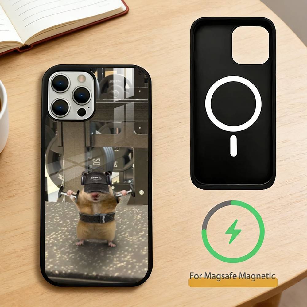 

Cute Gym Hamster Phone Case For iPhone 17,16,15,14,13,Pro,Max,Plus,Magnetic For Magsafe Wireless Charging iPhone12PROMAX