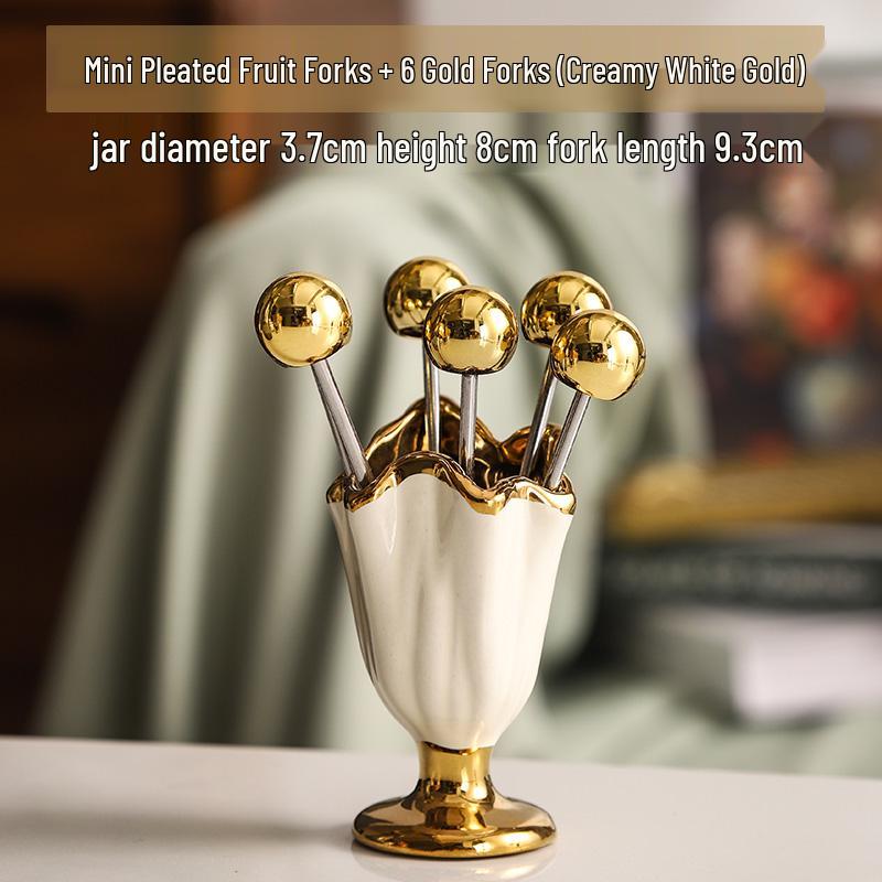 Zestaw widelczyków do owoców ze stali nierdzewnej dla dzieci - Wykałaczki deserowe ze słoiczkiem do przechowywania