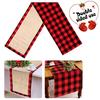 Double-Sided Chequered Linen Table Runner for Christmas Dinner Decorations