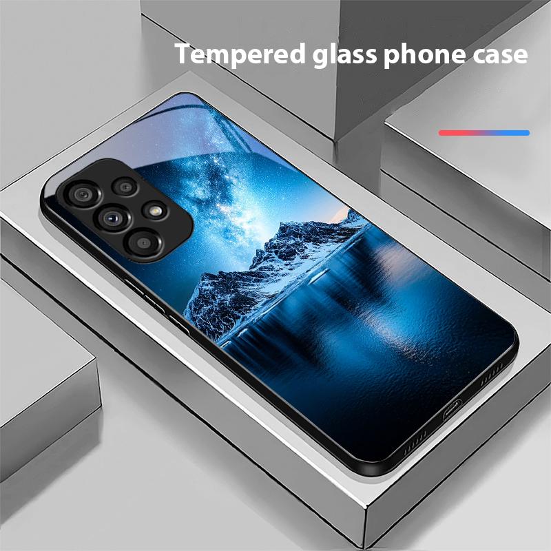 Piramida Gwiaździste Niebo Dla Samsung Galaxy S10 20 Plus 21 FE 22 23 24 FE 25 Ultra Czarny Szkło Hartowane Etui na Telefon Twarda Obudowa