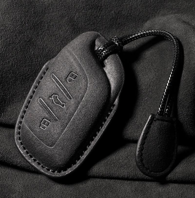 Suede Faux Leather Car Key Case Cover For MG MG4 MG5 MG6 MG7 ZS EV HS EHS ZX GT Car Key Case Protector MG Key Case Keychain