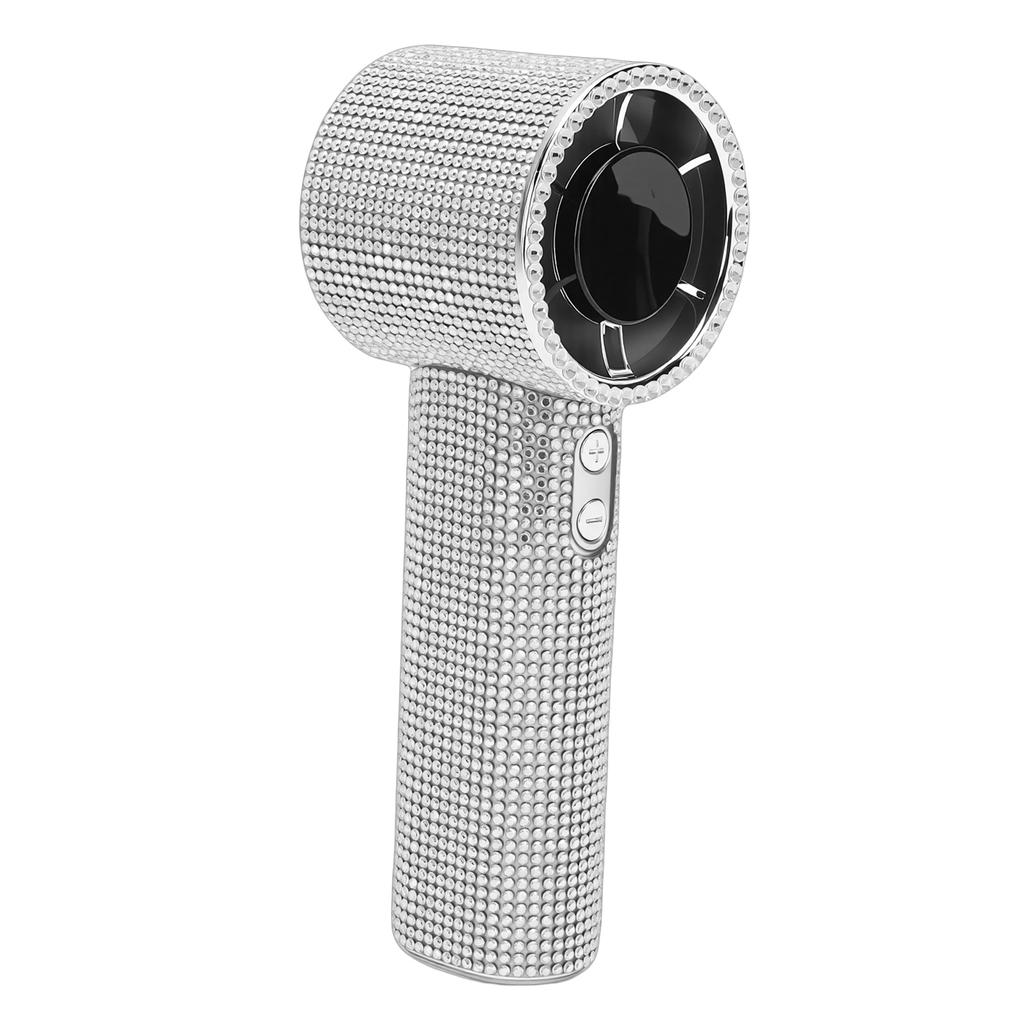 Rhinestone Handheld Turbo Fan 199 Speeds Adjustable USB Rechargeable Portable Small Pocket Fan with Digital Display for