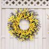 92MF Yellow Flower Wreath for Indoor and Outdoor Decorations, Artificial Spring Wreath for Front Door Wedding Decorations