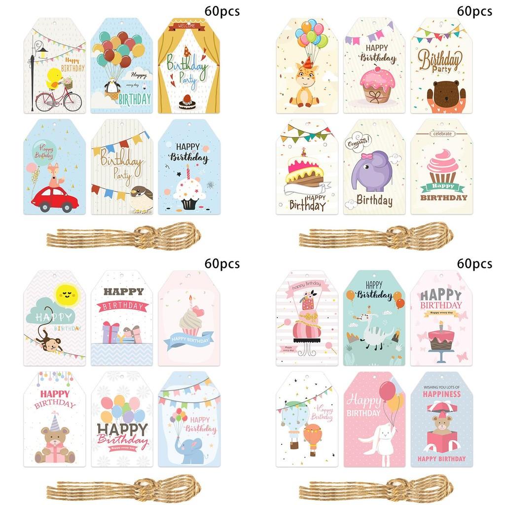Party Birthday Decorations With Paper Hang Tags And 60pcs For Venue Setup