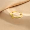 Cross Ring for Women 14k Gold Plated Sideway Cross Adjustable Open Ring Cubic Zirconia Jewelry
