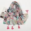 Small Fresh and Retro Blue and White Porcelain Cotton Linen Scarf Bali Yarn Scarf Simple Sun Protection Blue Floral Shawl Women