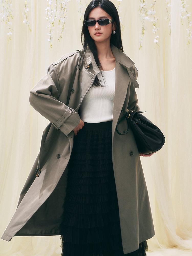 

Новинка ранней весны, ретро, высококлассное, модное, изысканное, британское, свободное, двубортное, длинное тренч-пальто для женщин L