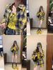 2024 Autumn Women's Versatile Egg Yellow Checkered Patchwork Long Sleeve Jacket
