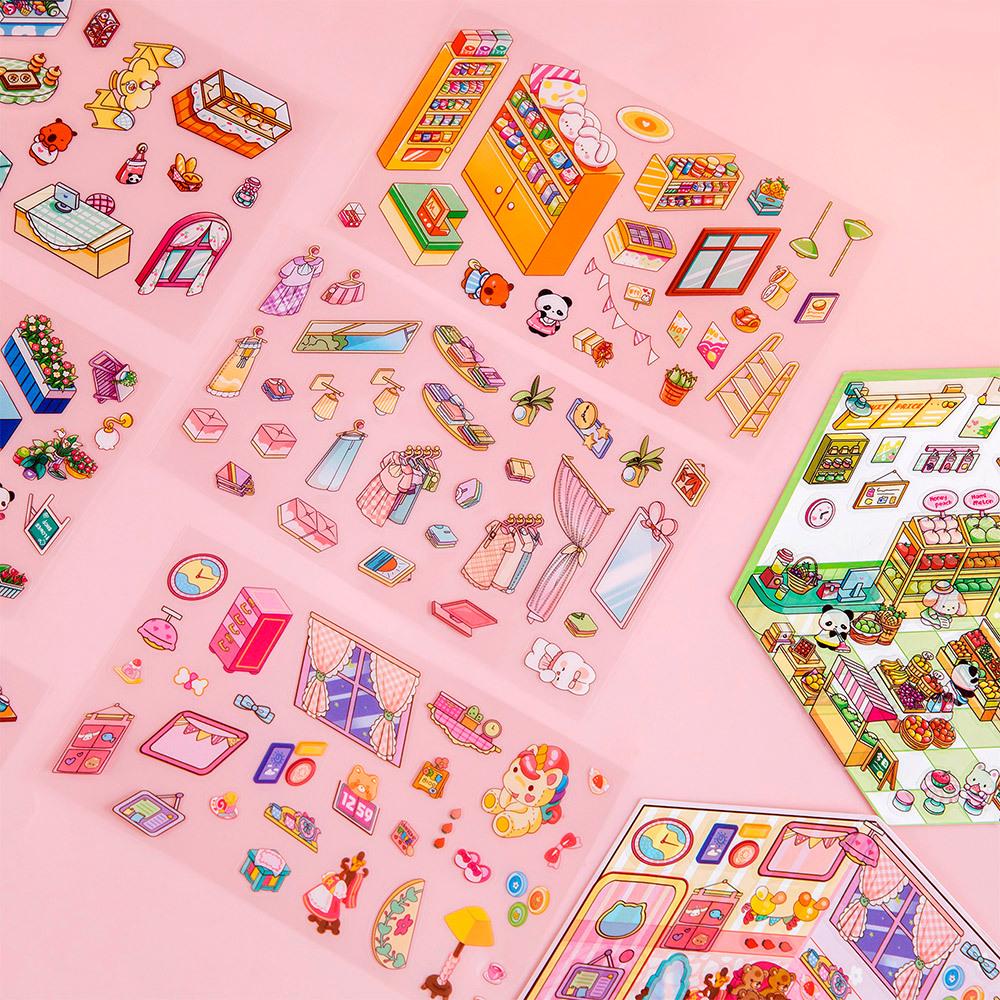 Cartoon Landscape 3D Stickers for Journaling: Stress Relief & DIY Miniature Scene Stickers
