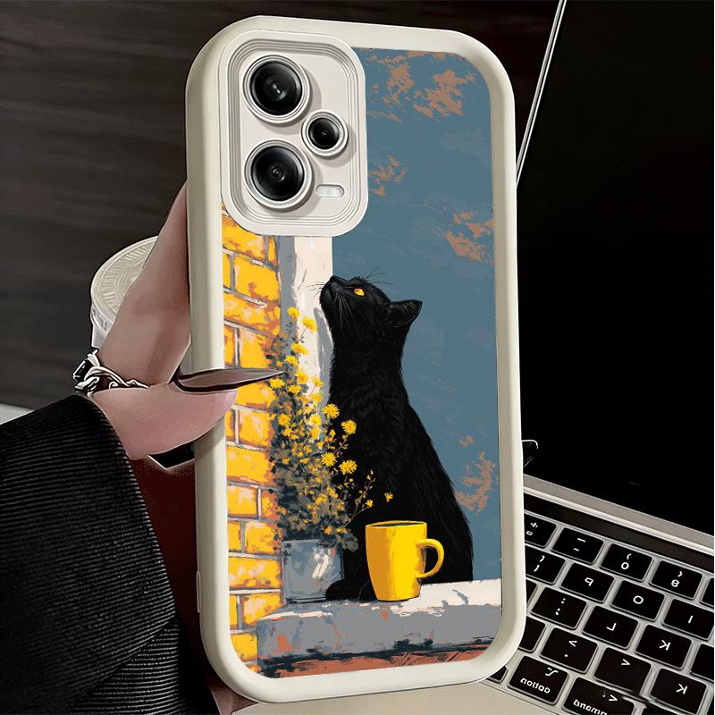 Phone Case for Xiaomi Redmi Note 15 14 13 Pro Plus Black Cat Aesthetic Pattern Shell 12S 11 11S 11T 5G 14S Soft Silicone Funda