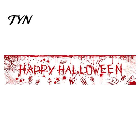 Indoor Outdoor Hanging Banner Large Happy Halloween for Outside, 70 x 15 Inch Yard Sign Front Porch Decor Flag, Spooky Welcome Garden Fence Home Party