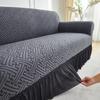 1 Stück Dehnbarer Sofabezug Jacquardmuster Sofabezüge mit Rock Einfarbige Staubdichte Rutschfeste Sofaschutzhülle für das Wohnzimmer