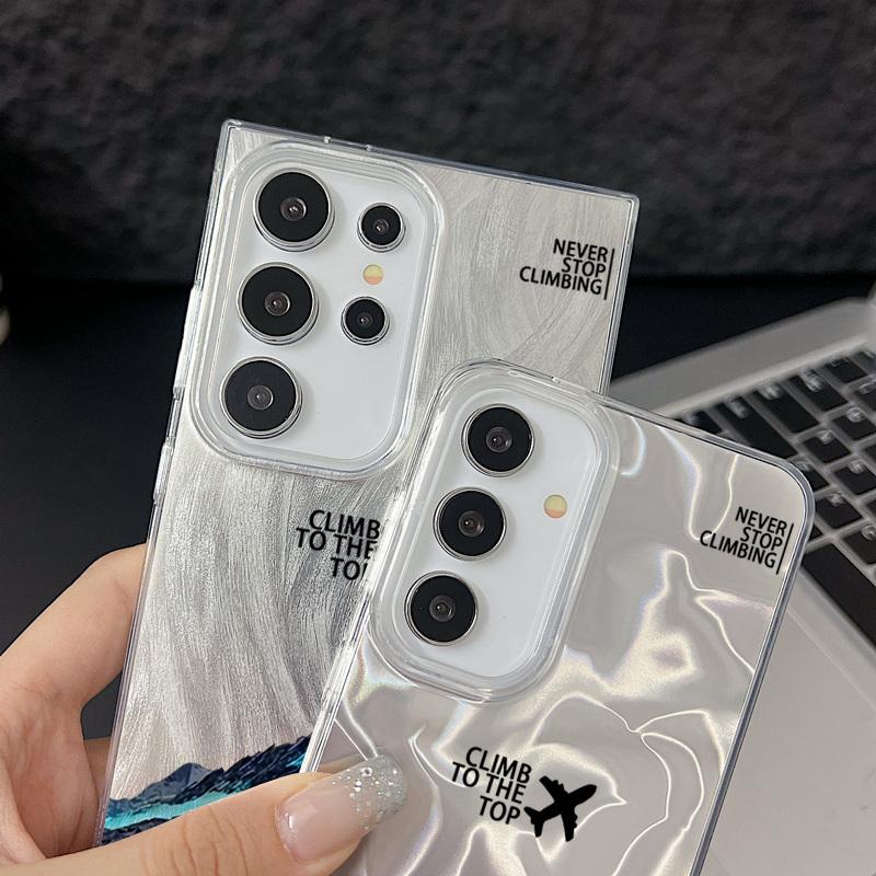 Camlet Laser Case For Samsung Galaxy S25 S24 S23 Ultra Plus S24 FE A55 A56 A54 A25 A15 A16 A34 Mountain Peak Print Phone Cover