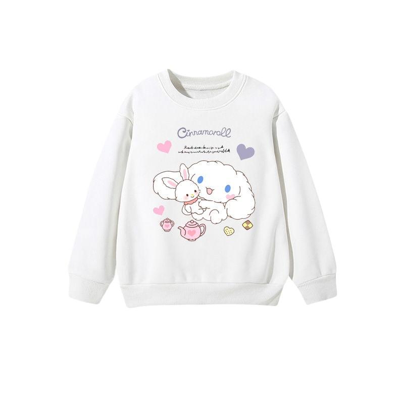 

2025 MINISO Детская одежда Милые толстовки с капюшоном Cinnamoroll с рисунком из мультфильмов, аниме, для мальчиков и девочек, пуловер с круглым вырезом на весну и осень 140 бежевый