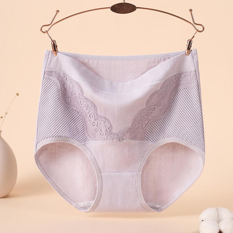 Plus Size Women Cotton Anti Bacterial Breathable Middle Aged Mother High Waist Briefs
