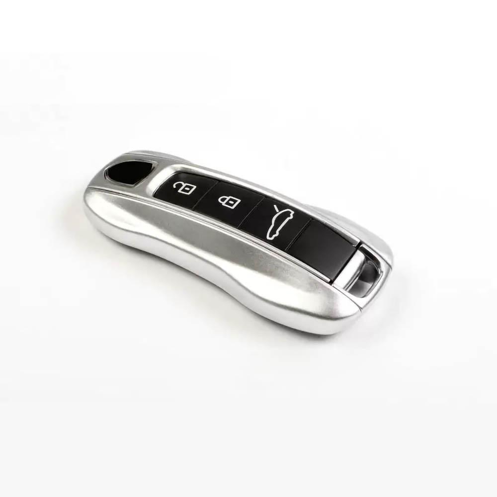 Autoschlüsselhülle Rhodium Silber Fernbedienung Schutzhülle für Porsche Panamera Macan Cayenne 911 718 Taycan Boxster Cayman