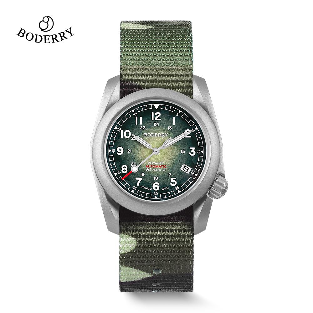 BODERRY Men's Field Watches Titanium Automatic For TMI Top Brand Dive Wristwatch 100M Waterproof Clock Military Watch for Men