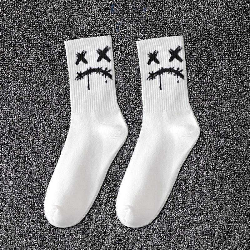 Grimace Large Size Women's Sports Socks Black and White Basketball Stockings Autumn and Winter Men's Medium Tube Socks