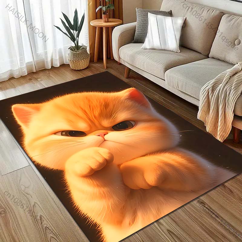1PC Cute angry cat Pattern Carpet for Bedroom Living Room Bedside Sofa Floor Mat Modern Home Decor Area Rug Luxury Gift