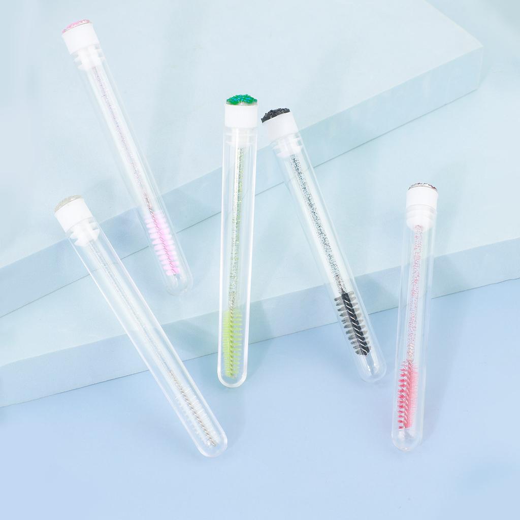10pcs Eyelash Brush With Dust-proof Tube Container Reusable Crystal Disposable Lash Mascara Wand Makeup Applicator For Eyelash