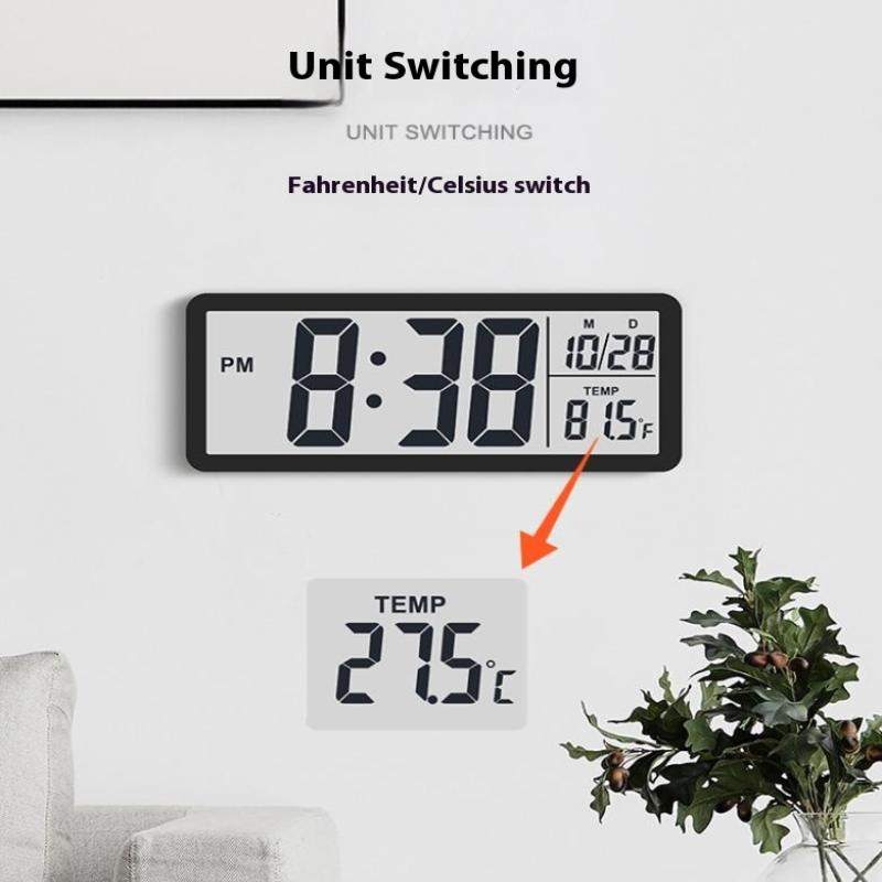 Multifunction Battery Powered Lcd Digital Wall Clock Time Temperature Date Desktop Table Clock 12/24H Lcd Clock For Living Room