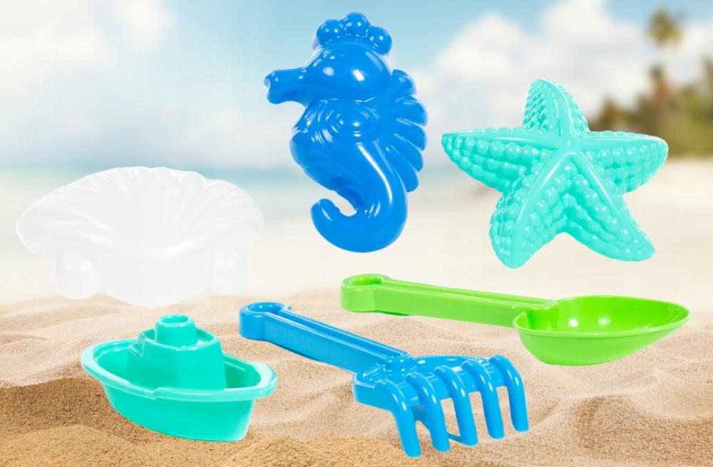 Łopatka Grabki Łódeczka Foremki Do Piasku Na Plażę Zestaw 5 Sztuk